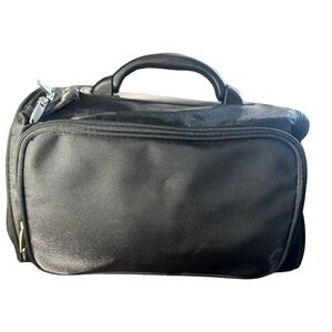 Black Travel Toiletry Case Organizer XL Zip Cosmetic Bag Carry Handle 12”x12”x8”